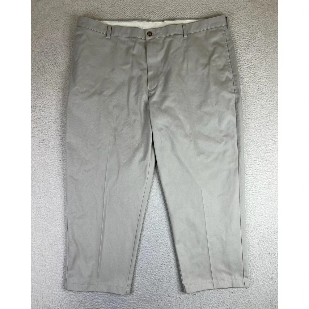 L.L. Bean Pants Mens 44x28 Gray Double L Chino Classic Fit Wrinkle Free